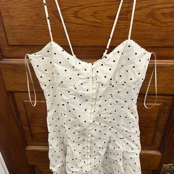 Zara White Polka Dot Dress V Neck Backless High Waist Sleeveless sz M NWT's - Picture 4 of 16